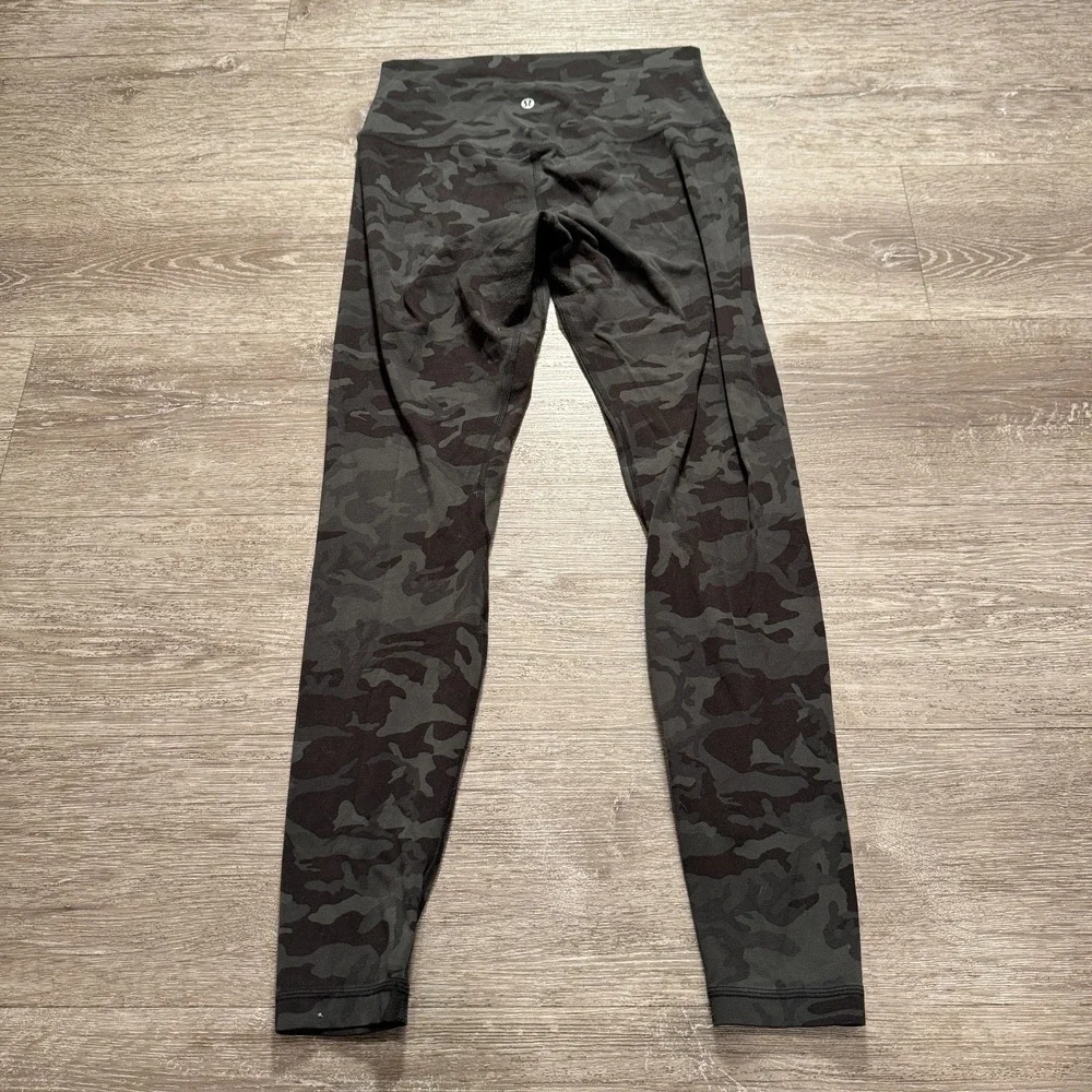 Lululemon Leggings Womens 8 Gray Camo Align HR Pant Active Gym Yoga LW5BSZS